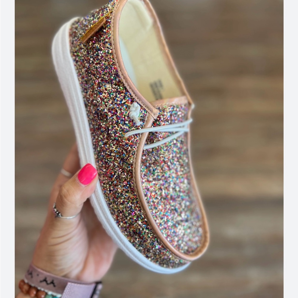 Corky’s Confetti Glitter On Deck Slip On Shoes Sz 9 New in Box!